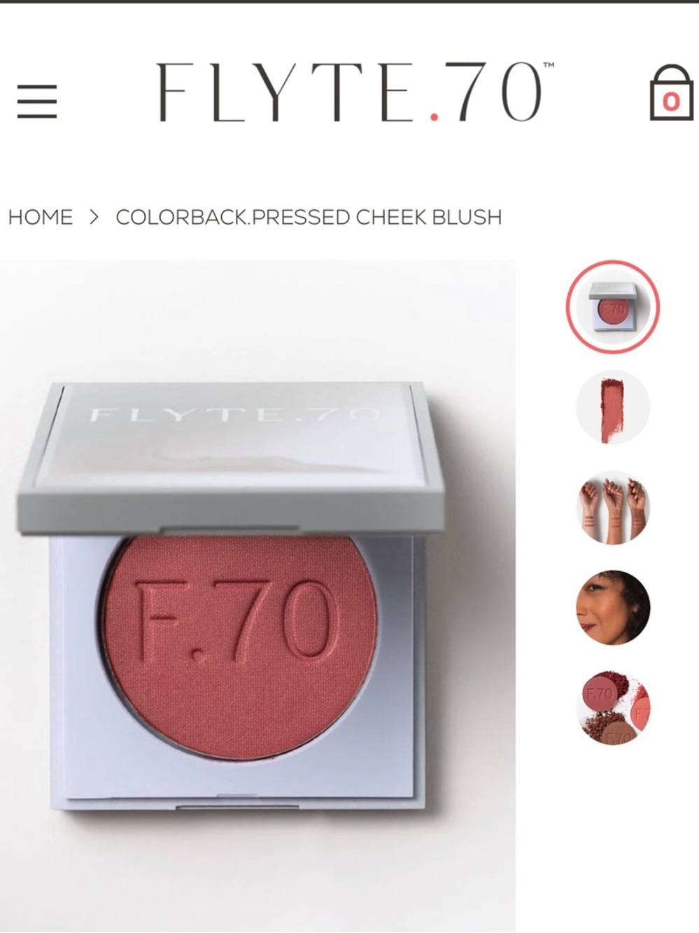 Flyte.70 ColorBack Pressed Cheek Blush, Linger Warm Berry w gold-light reflector